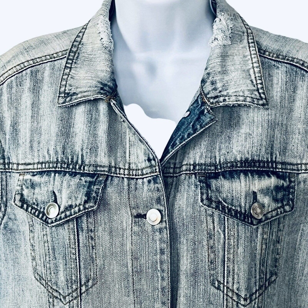 BAGATELLE Heritage Sz S Denim Vest Sleeveless Distressed Embroidered Bac… - Picture 3 of 10